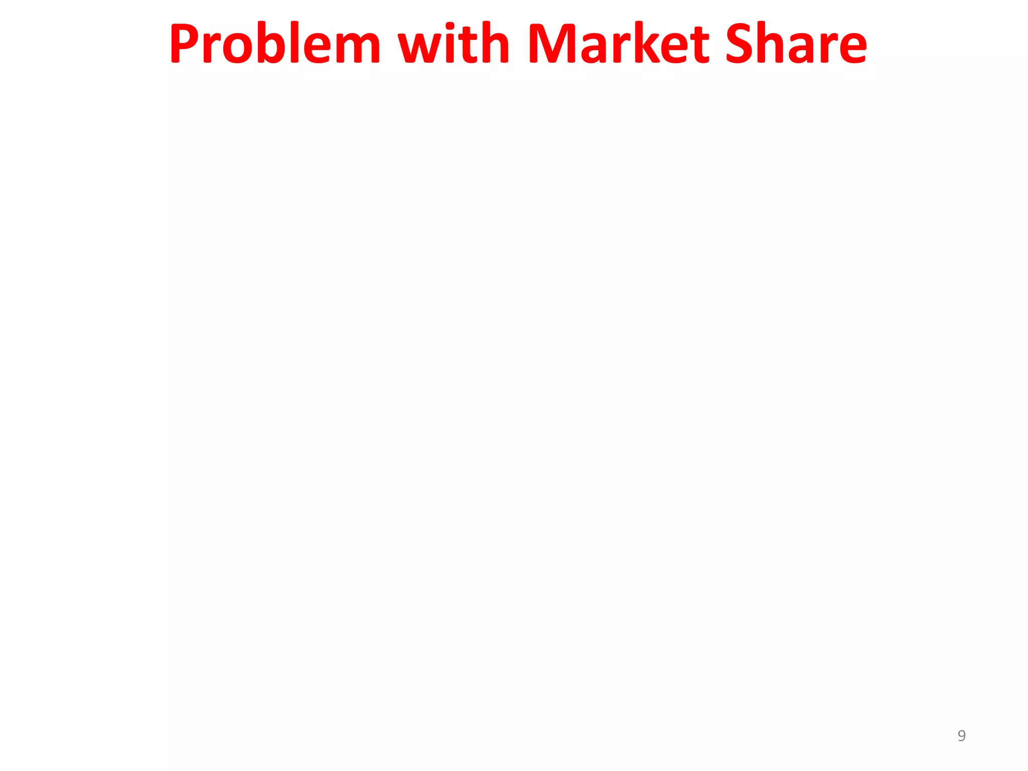 9
Problem with Market Share
 