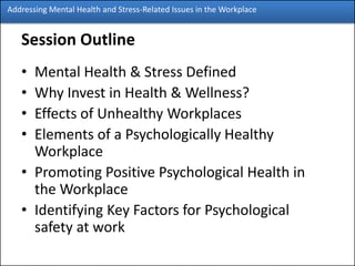 Fseap - mental health in the workplace presentation | PDF