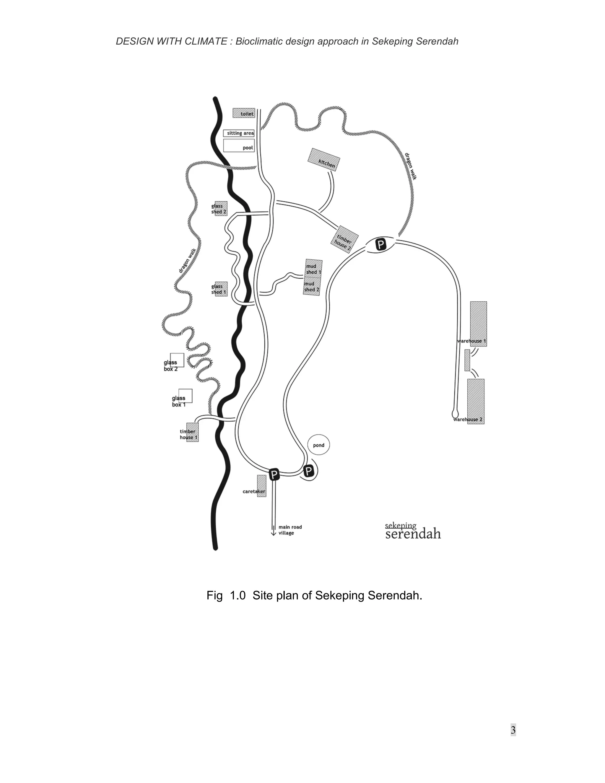 DESIGN WITH CLIMATE : Bioclimatic design approach in Sekeping Serendah
3
Fig 1.0 Site plan of Sekeping Serendah.
 