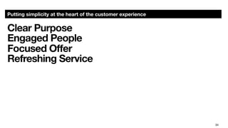 34
Putting simplicity at the heart of the customer experience
Clear Purpose
Engaged People
Focused Oﬀer
Refreshing Service
 