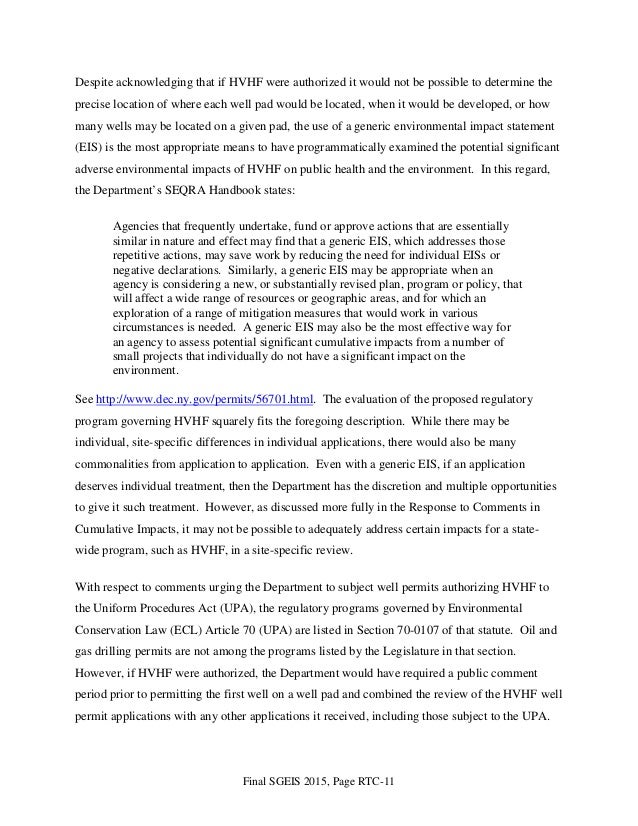 NY DEC Final Supplemental Generic Environmental Impact Statement Vo…