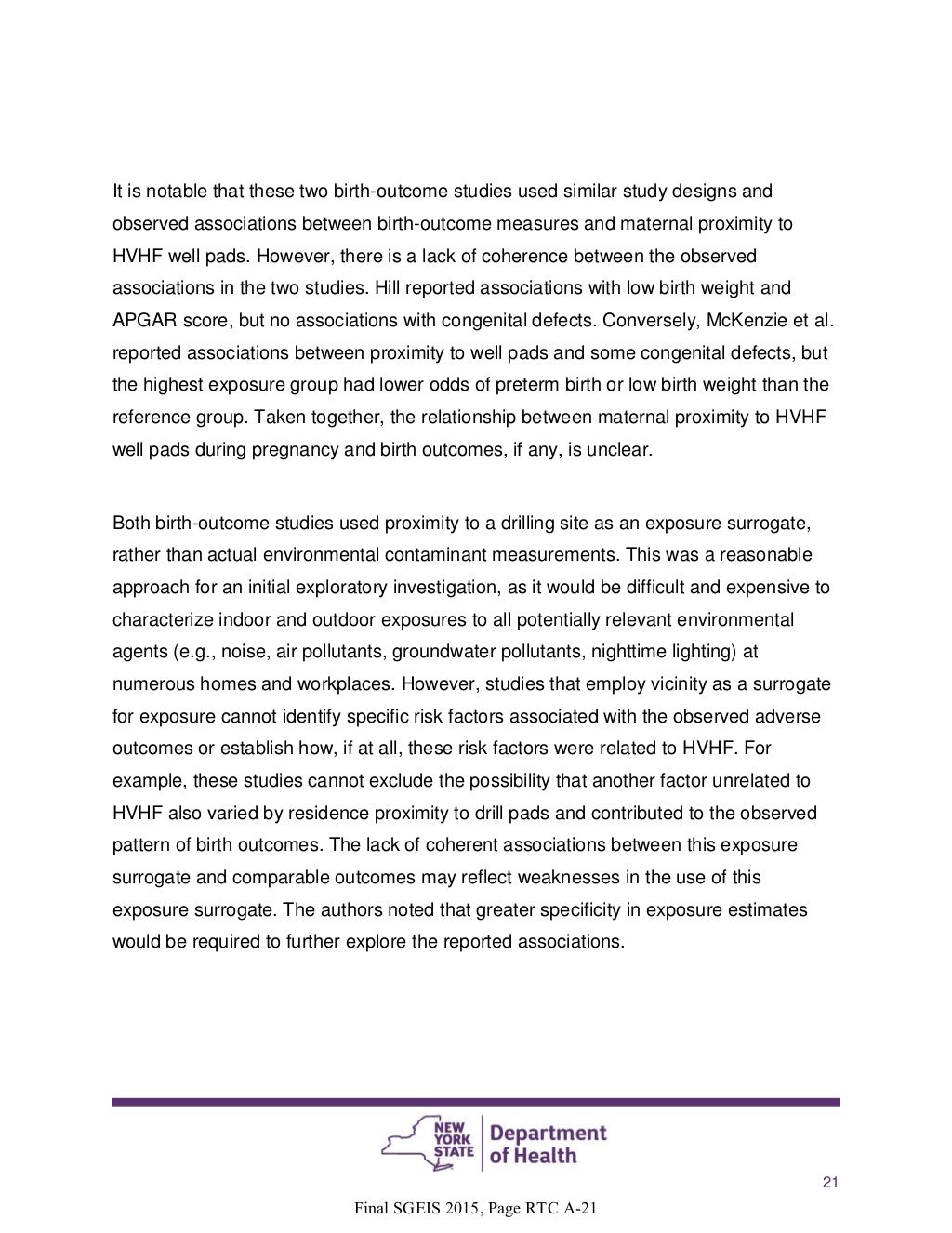 NY DEC Final Supplemental Generic Environmental Impact Statement Vo…