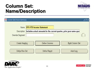 11
Column Set:
Name/Description
Column Set:
Name/Description
 