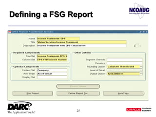 25
Defining a FSG ReportDefining a FSG Report
 