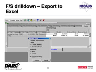 39
F/S drilldown – Export to
Excel
F/S drilldown – Export to
Excel
 