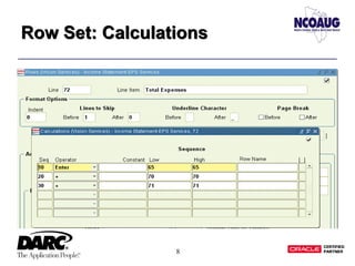 8
Row Set: CalculationsRow Set: Calculations
 