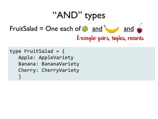 New types are built from smaller types using:
“AND”
“OR”
 