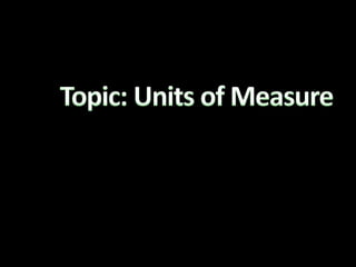 Topic: Units of Measure