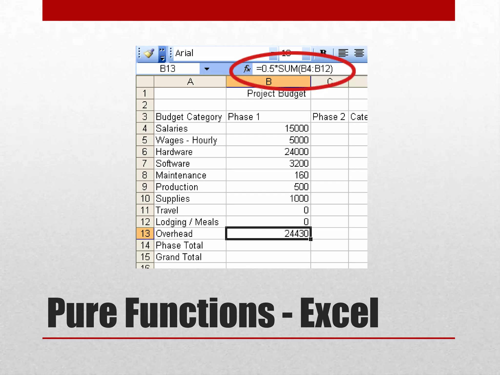 Pure Functions - Excel