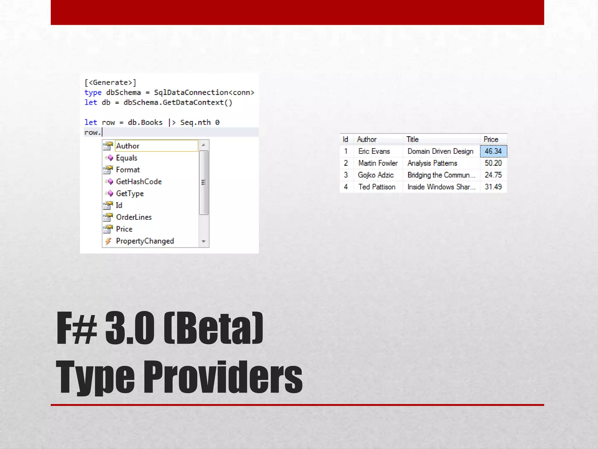 F# 3.0 (Beta)Type Providers