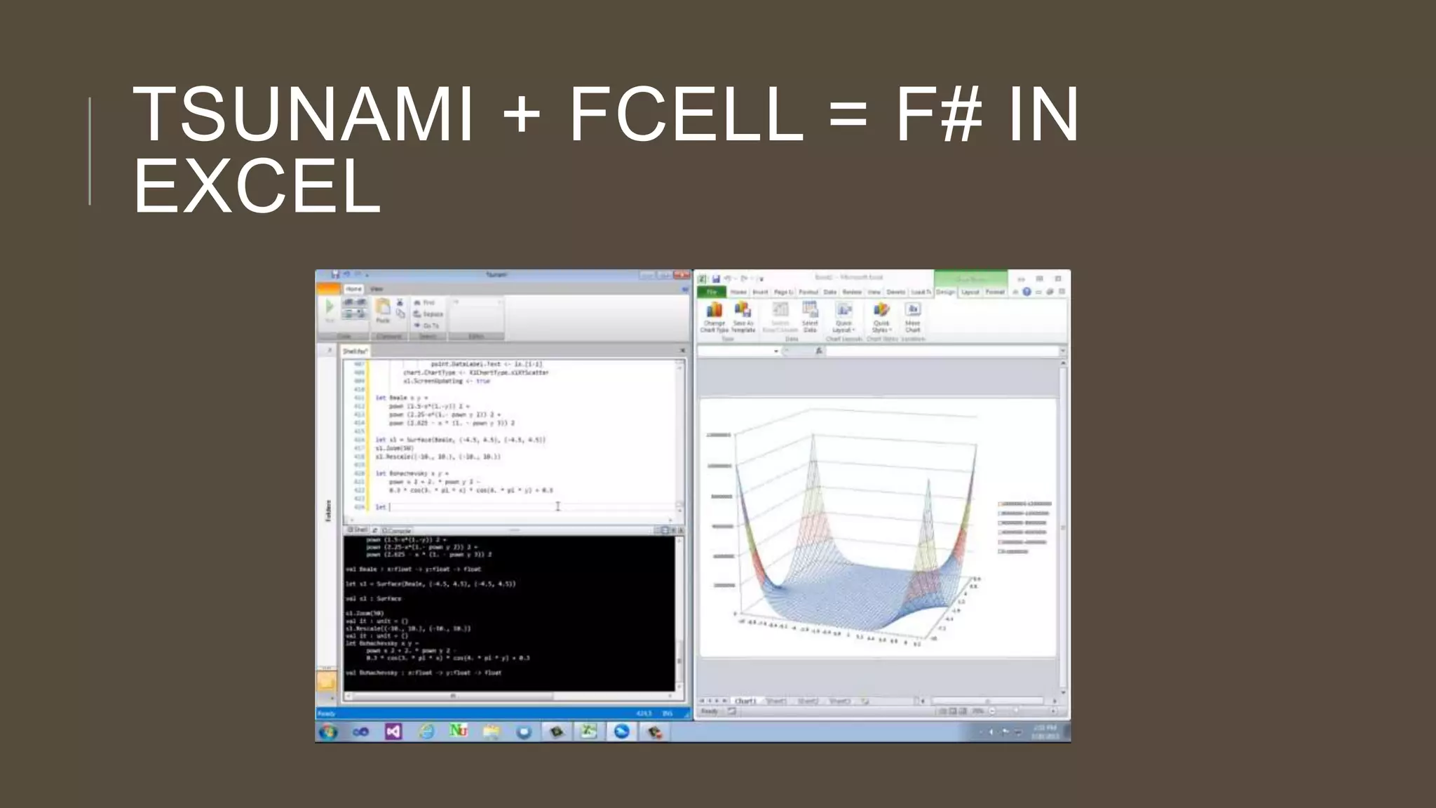 TSUNAMI + FCELL = F# IN
EXCEL

 