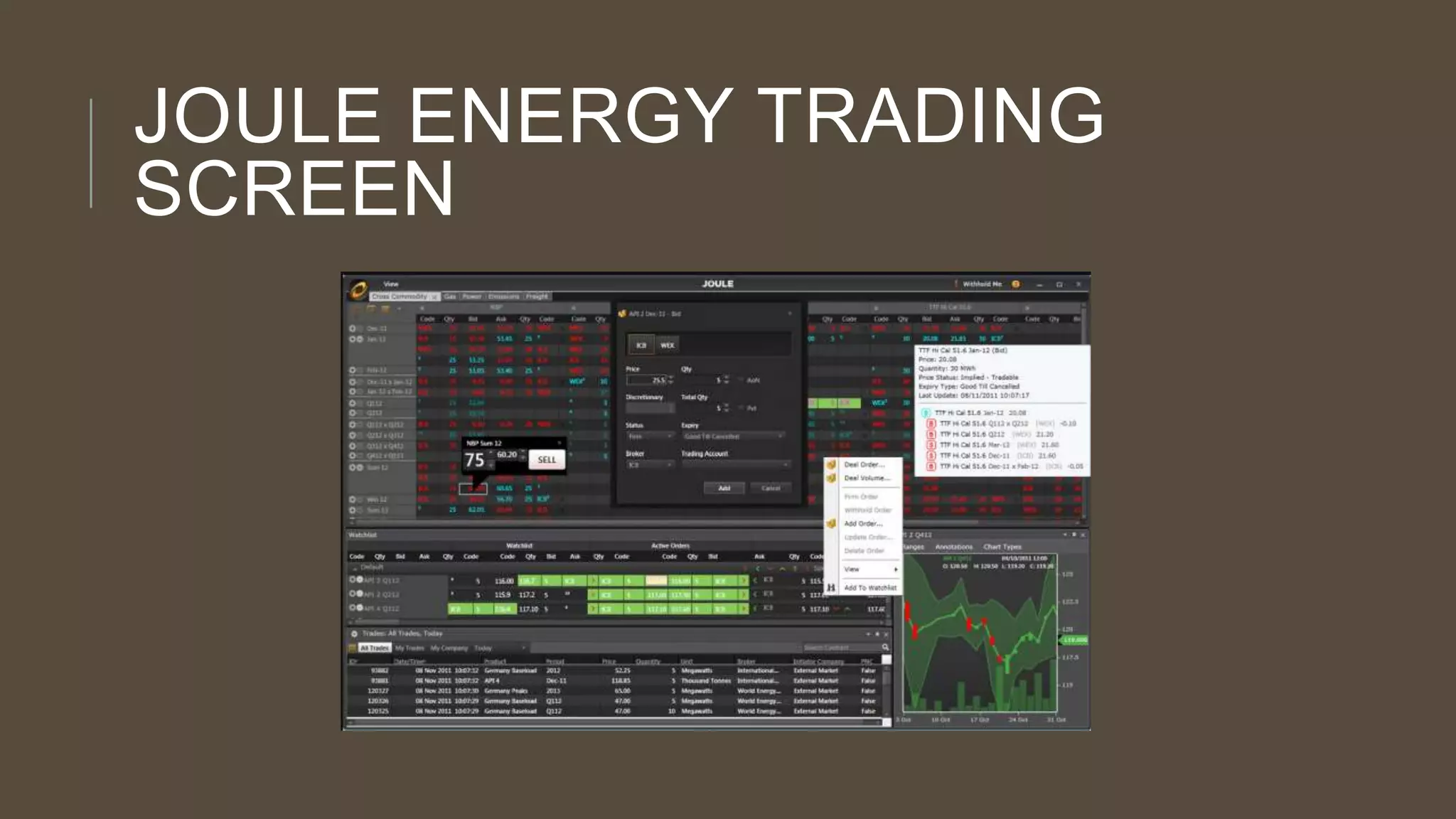 JOULE ENERGY TRADING
SCREEN
 