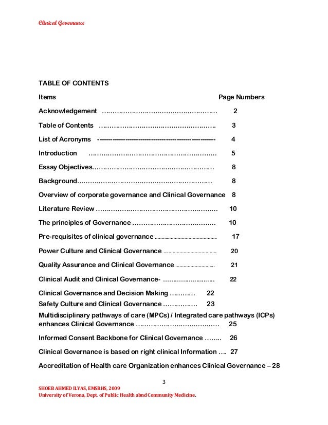 Clinical governance essay
