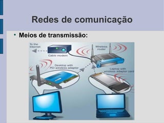 Redes de comunicação Meios de transmissão: 