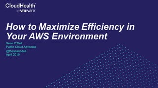 How to Maximize Efficiency in
Your AWS Environment
Sean O’Dell
Public Cloud Advocate
@theseanodell
April 2019
 