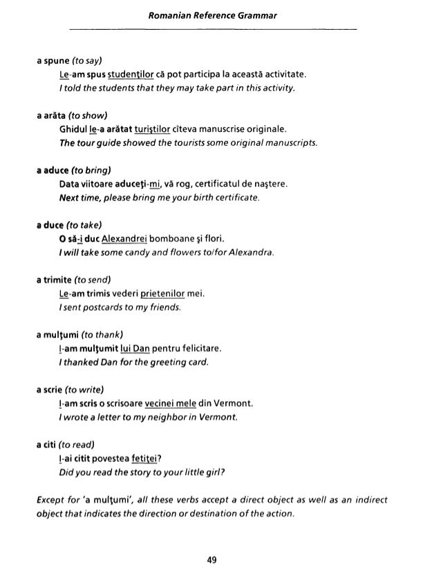 Romanian Reference Grammar