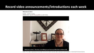 Record video announcements/introductions each week
 