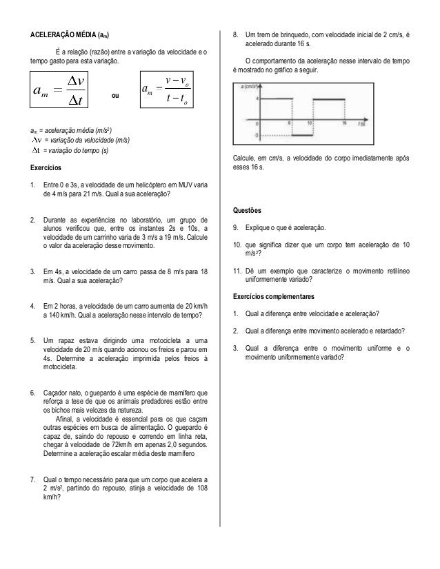 Física 1º ano prof. pedro ivo - (aceleração média )