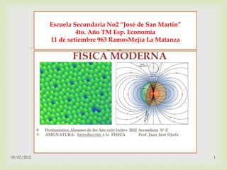 Escuela Secundaria No2 “José de San Martin”
                      4to. Año TM Esp. Economía
             11 de setiembre 963 RamosMejía La Matanza
                               




05/07/2012                                                 1
 