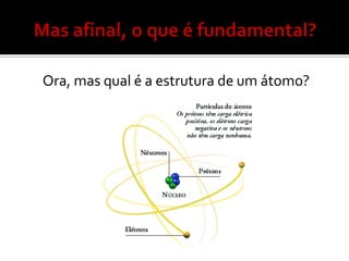 Ora, mas qual é a estrutura de um átomo?
 