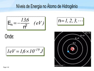 Page  42
)eV(
6,13
2n
n
E 
J106,1eV1 19

,3,2,1n
 