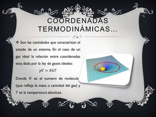 COORDENADAS
TERMODINÁMICAS…
 