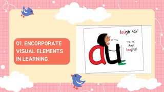 01. ENCORPORATE
VISUAL ELEMENTS
IN LEARNING
 