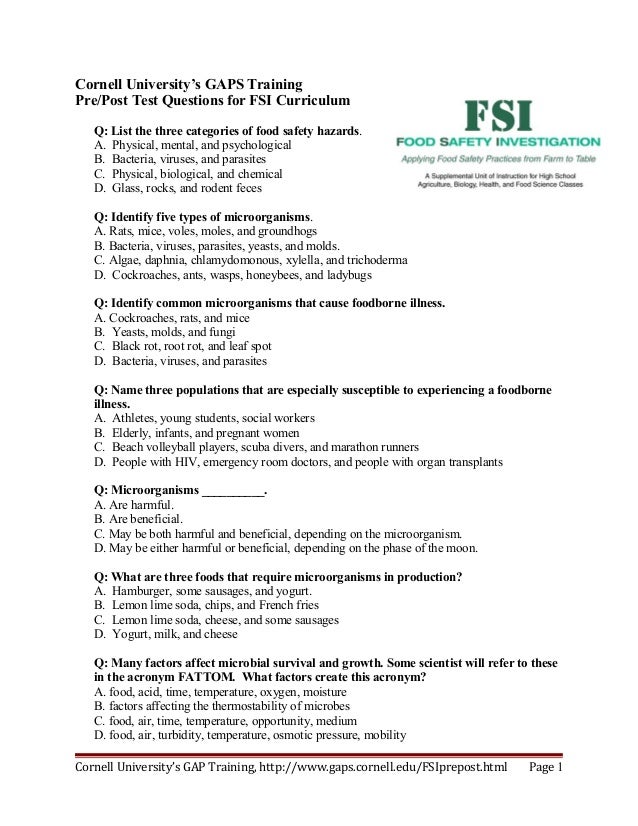 Food Safety Curriculum test