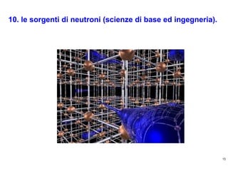 10. le sorgenti di neutroni (scienze di base ed ingegneria).

15

 
