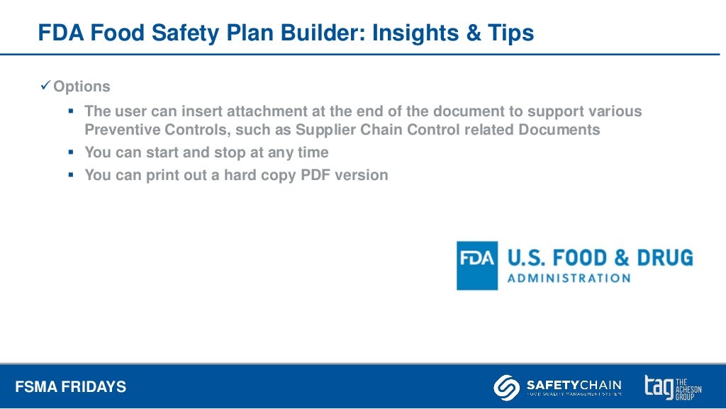 FSMA Fridays May 2018, FDA Food Safety Plan Builder Tips and Insights