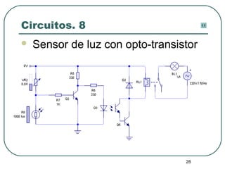 28
Circuitos. 8
 Sensor de luz con opto-transistor
 