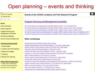 Open knowledge sharing to support learning in agricultural and livestock research for development projects