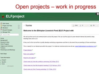 Open knowledge sharing to support learning in agricultural and livestock research for development projects