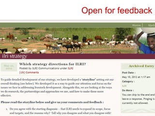 Open knowledge sharing to support learning in agricultural and livestock research for development projects
