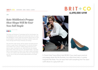 TheDukeandDuchessofCambridgehadthemostfantastictrip
toCanadalastmonth,andtheentireworldtooknotice.Asusual,
KateMiddleton’straveloutfitshadeveryonetakingnotesonhow
tolookladylikeinanysituation(includingachildren’spartywith
PrinceGeorgeandPrincessCharloteeandsailing!)
Shewentfromsuperformal,withhertypicalcoatdressandhat
combo,tosupercasual,dressingdowninananorakandjeanscombo,tosupercasual,dressingdowninananorakandjeans
andsneakers.Butitwasherreliablepreppylooksthatyou’ll
wanttocopy,includingthisone,wheresheworethesimplest
whiteblazer,blackpantsandchic,low-heeledloafers.Theblock
heelisasecretweaponofKate’s;she’sabletowalkcomfortably
inthemandcombinestyleandcomfort.Hereare13blockheels
youcanrocktolookjustassmartlysophisticatedasHerRoyal
Highness.Highness.
6,698,000UVM
5.FrenchSoleTranceBlockHeel($185):Ifyouneedsuperpractical
andpreppyshoesliketheDuchess,tryaalowblockheelinapretty
truquoiselikethese.Youcanwearthemwitheverythingfromherexact
outfitabovetoagrayworksuit.
 