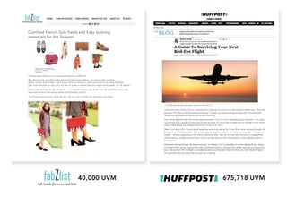 ComfiestFrenchSoleheelsandEasylayering
essentialsfortheSeason!
FindinggreatshoesisanamazingfeelingforusMoms!!!
Butdiscoveringonethatlooksgoodandfeelsevenbetter-it'salmostlike'walking
intheclouds'kindoffeel,right!From officetohometorunningerrandtoshuttlingbetween
yourkidsactivitiestocityruns,weliketoinvestinshoesthataremegacomfortable,chic&stylish!
That’swhywehavetotalkaboutthesuperstylishFrenchsoleshoesthatwetried!NomoreachyThat’swhywehavetotalkaboutthesuperstylishFrenchsoleshoesthatwetried!Nomoreachy
feetandblisters!Fabulouslystyledandblissfullycomfy!
ThisFrenchsolebeautyhasbeenthe“goto”pairofheelsforallthosebusydays!
Unlessyouhavemoneytoburn,red-eyesareagreatwaytosaveonanextradayofahotelcosts.Theyalso
giveyouafulldaytohitthepavementrunning.Iusuallycan'tstandtakingred-eyes,butIfoundmyself
takingonelastweekfrom VancouvertoNewYorkCity.
Thenormaldaytimeflightwouldtakeapproximately5.5to7.5hoursdependinguponlayovers--thisamaz-
ingred-eyetookaquick4.5hoursduetothetailwind.4.5hourswasenoughtimetoindulgeinonemovie
(Joy),ameal(thankyouCathayPacific)and1.5hoursof"rest."
WhenIarrivedatJFK,Ifoundmyselfgrabbingsomeshut-eyeastheLuxuryRidedriverweavedthroughthe
alreadythickManhattantraffic.Asmyeyesopenedslightlytotakeinthesharpmorninglight,Ithoughtto
myself--withoutupgradingtofirstclassorbusinessclass,howcanonegofrom economytoengagement
withoutbeingatotallyzombie?Here'smylisttohelptakeyoufrom theairplanetotheassemblywithno
longlayover.
Flatshoes:Goingthroughtheairportsecurity,it'salwaysahitormisswhenitcomestakingoffyourshoes.Flatshoes:Goingthroughtheairportsecurity,it'salwaysahitormisswhenitcomestakingoffyourshoes.
TrytheseFS/NYclassicTequillaflatswithascallopedtop-line,pointed-toe,rubbersoleandcushionedfoot
bed.Takingthem offmidflightisabreezeaswellasputtingthem backonwhenyouland.MadeinSpain,
thepolishedlookisprofessionalforyournextmeeting.
Co-AuthoredwithElenaMurzello,AuthorofTheLoveList
675,718UVM40,000UVM
 