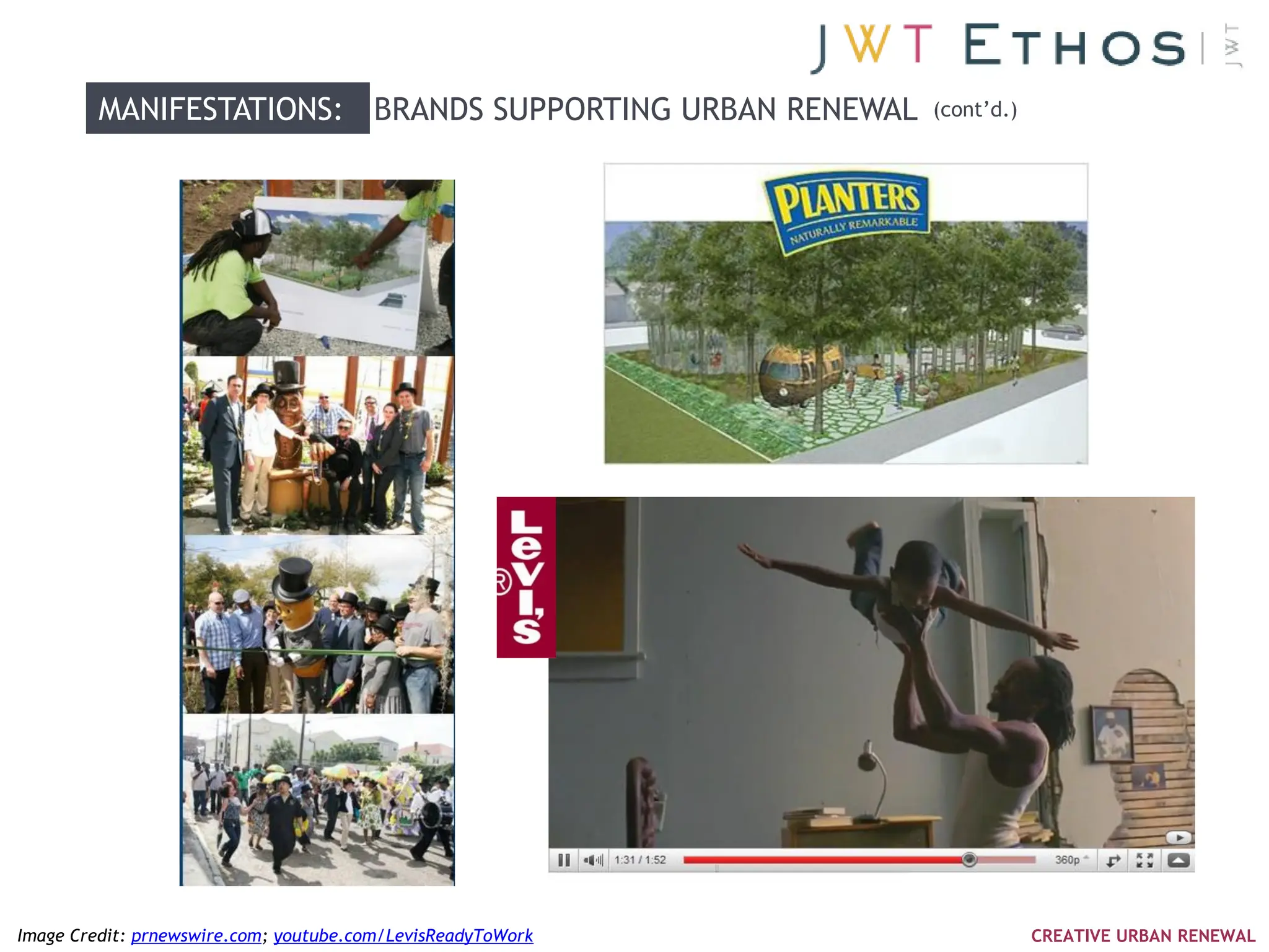 MANIFESTATIONS: BRANDS SUPPORTING URBAN RENEWAL     (cont‘d.)




Image Credit: prnewswire.com; youtube.com/LevisReadyToWork               CREATIVE URBAN RENEWAL
 