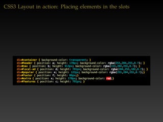 CSS3 Layout in action: Adding more elements
 