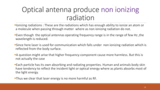 Optical antenna produce non ionizing
radiation
Ionizing radiations : These are the radiations which has enough ability to...