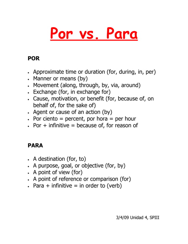 Por Vs Para PDF Por Vs Para PDF