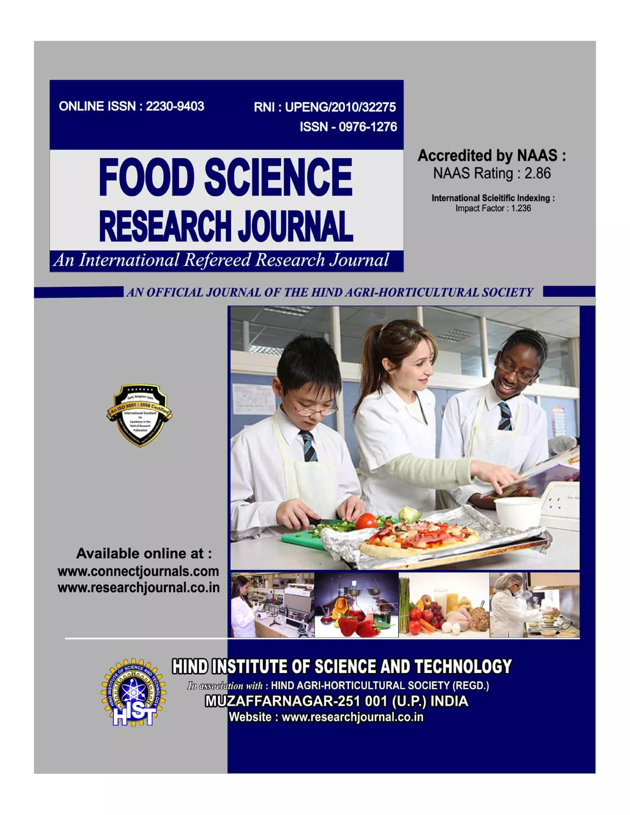 Food Research Assignment Examples Food Science Research Journal | PDF