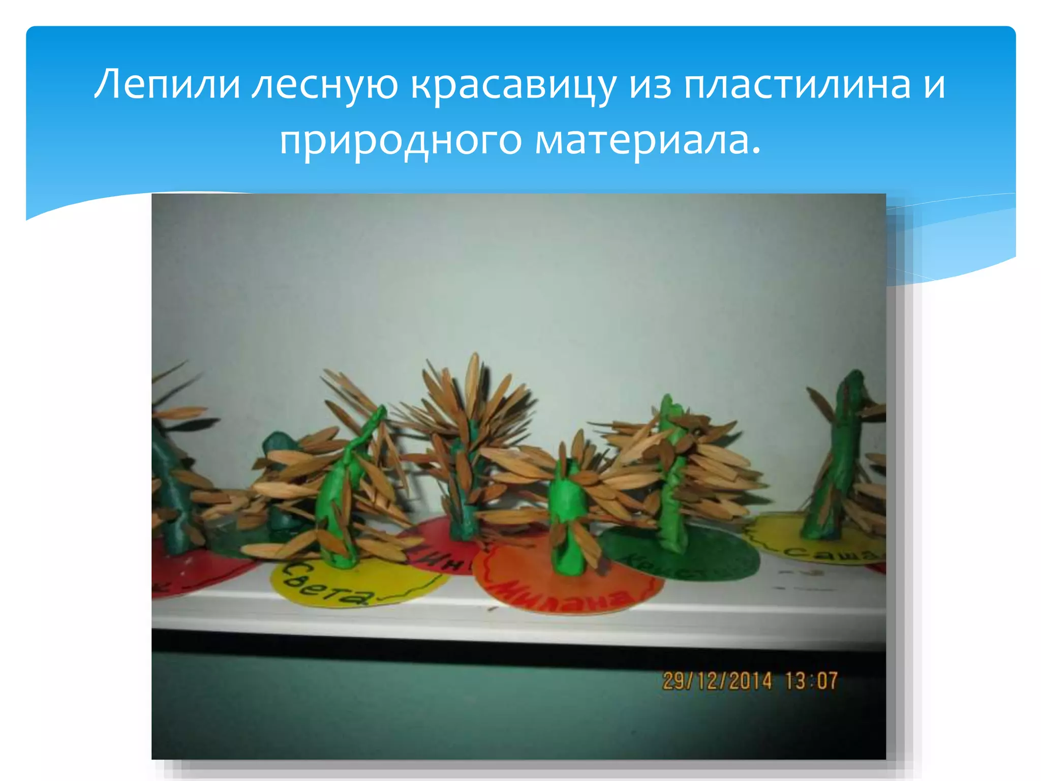 Лепили лесную красавицу из пластилина и
природного материала.
 