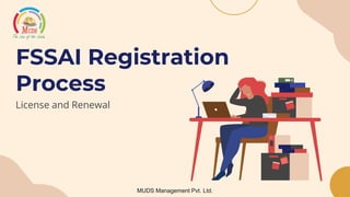 FSSAI Registration
Process
License and Renewal
MUDS Management Pvt. Ltd.
 
