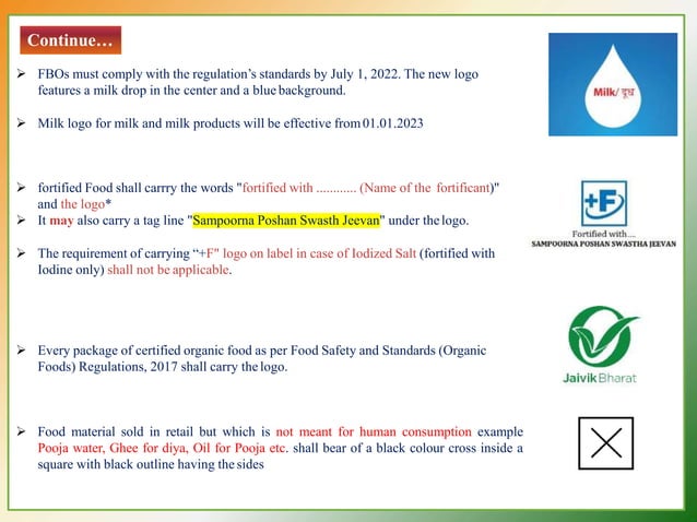 FSS LABELLING & DISPLAY REGULATION 2020.pptx | Healthy Cooking and ...
