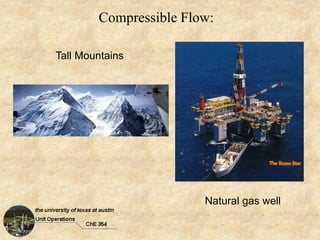 Compressible Flow:
Natural gas well
Tall Mountains
 