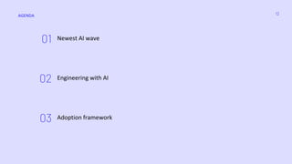 AGENDA
01 Newest AI wave
02 Engineering with AI
03 Adoption framework
12
 