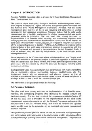 Guidebook for Formulation of Solid Waste Management Plan | PDF