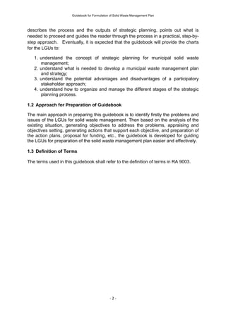 Guidebook for Formulation of Solid Waste Management Plan | PDF