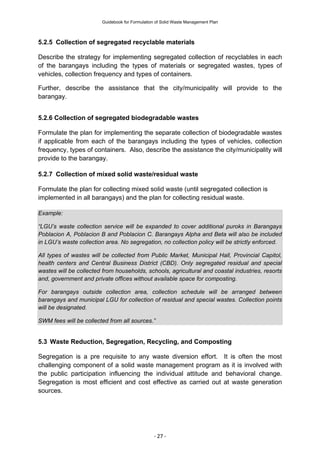 Guidebook for Formulation of Solid Waste Management Plan | PDF