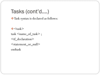 Functions and tasks in verilog | PDF | Programming Languages | Computing